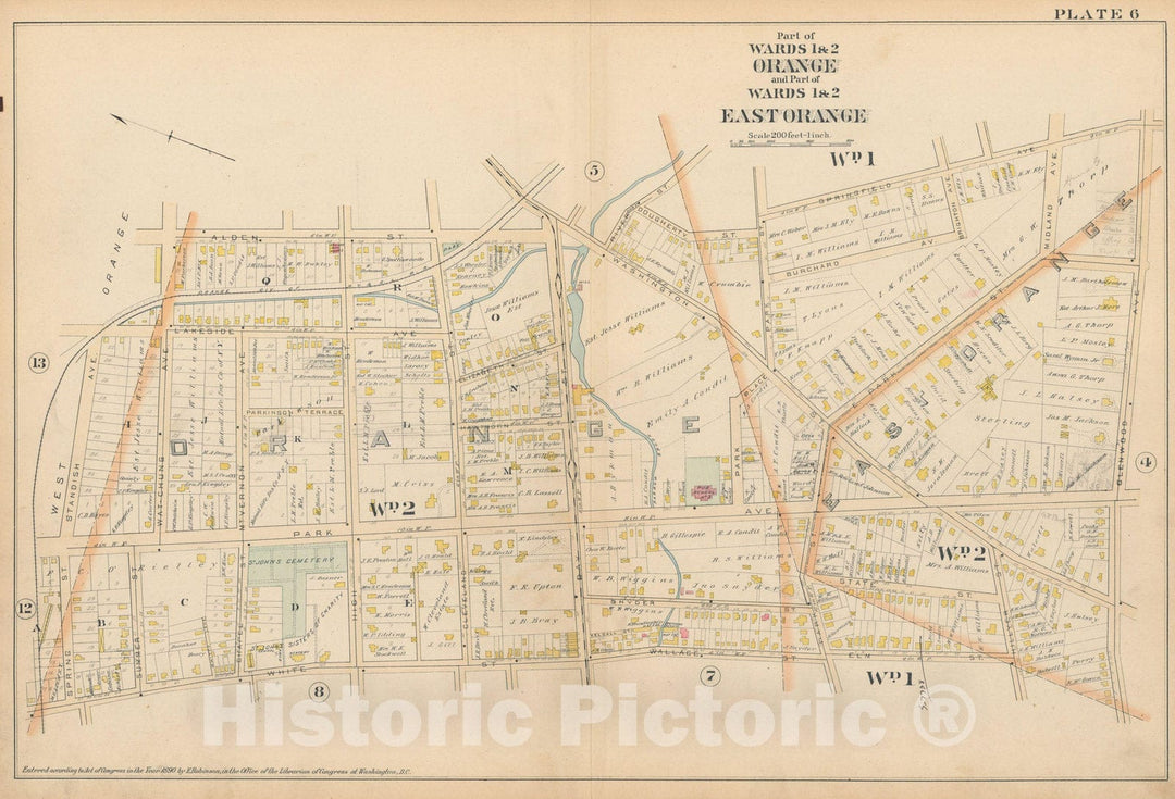 Historic Map : Atlas of Essex County, New Jersey, East Orange & Orange 1890 Plate 006 , Vintage Wall Art