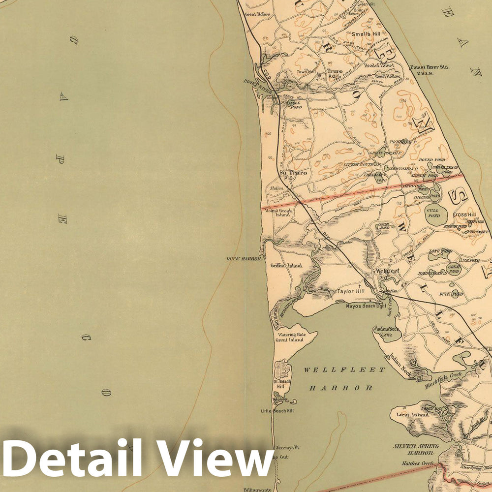 Historic Map : Atlas of Massachusetts, Cape Cod & Eastham & Provincetown & Truro & Wellfleet 1891 Plate 008 , Vintage Wall Art