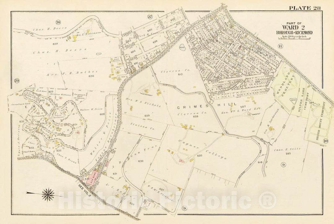 Historic Map : Atlas of Staten Island, Borough of Richmond, Vol 1, Staten Island 1917 Plate 028 , Vintage Wall Art