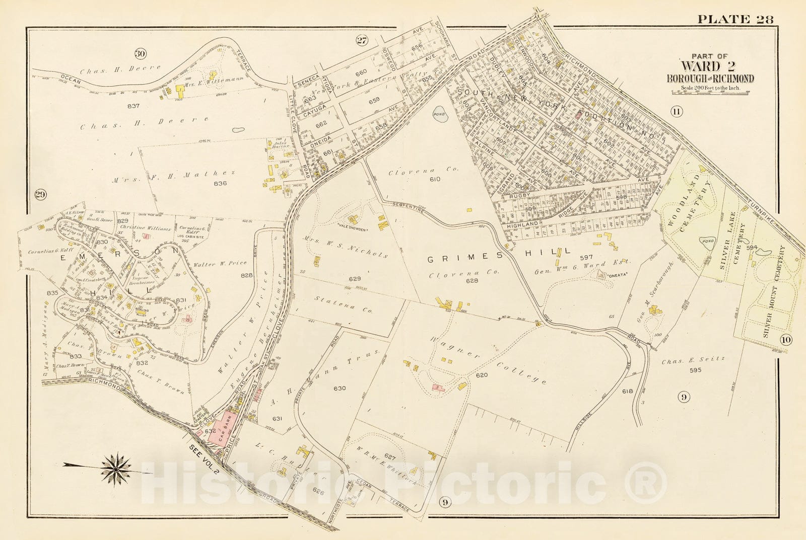 Historic Map : Atlas of Staten Island, Borough of Richmond, Vol 1, Staten Island 1917 Plate 028 , Vintage Wall Art