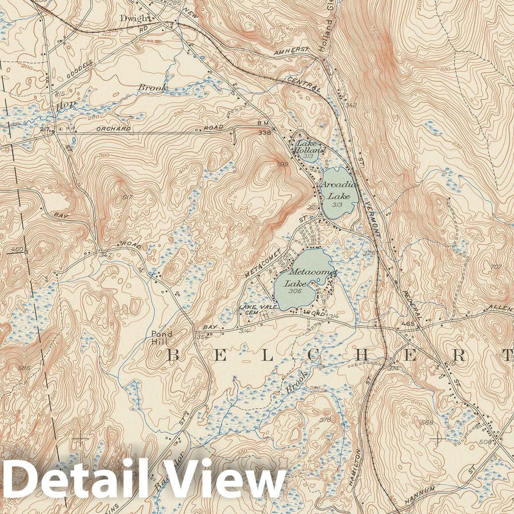 Historic Map : USGS 7.5 Minute Sheets and Quadrangles, Belchertown 1949 Topographic Map , Vintage Wall Art