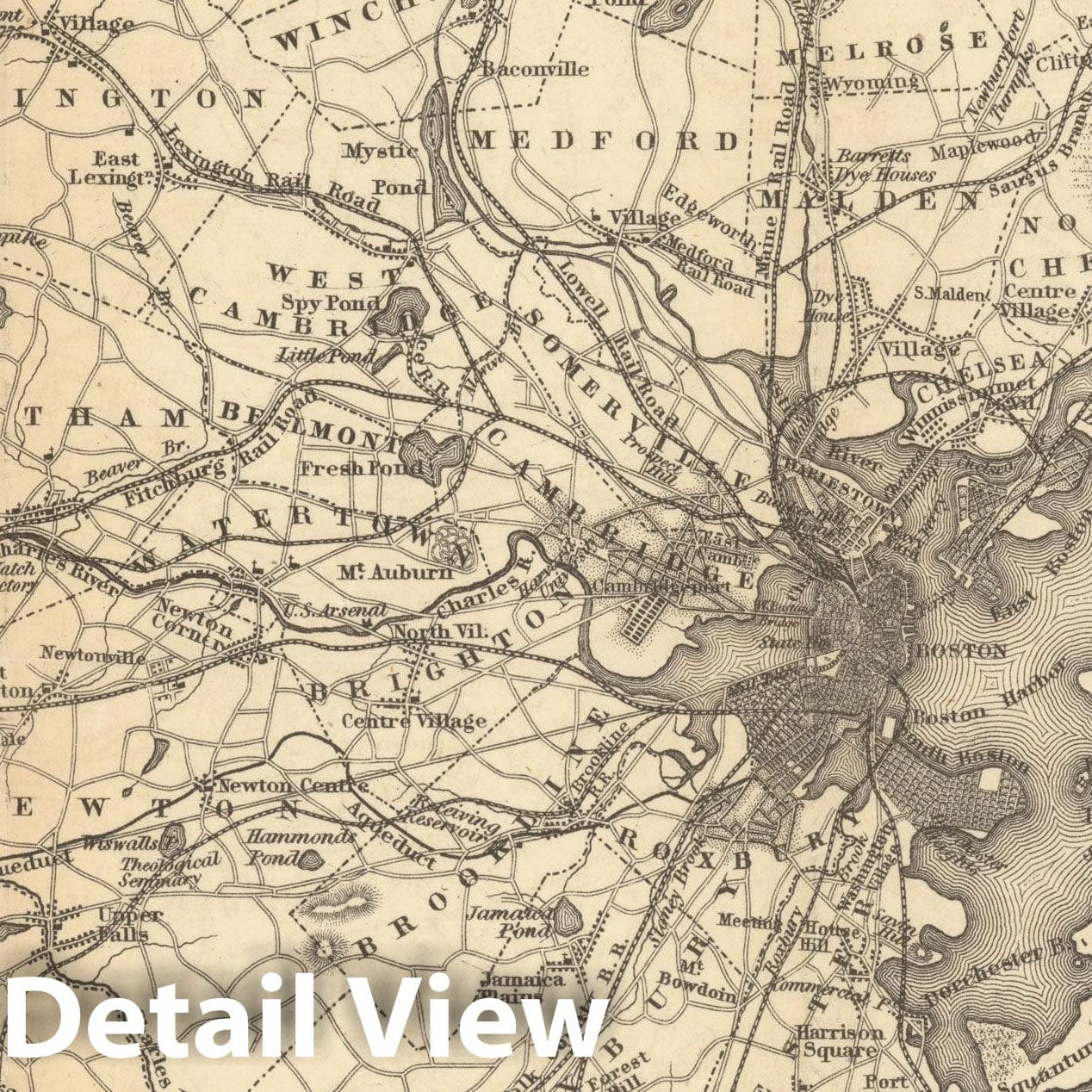 Historic Map : Boston 1864 , Vintage Wall Art