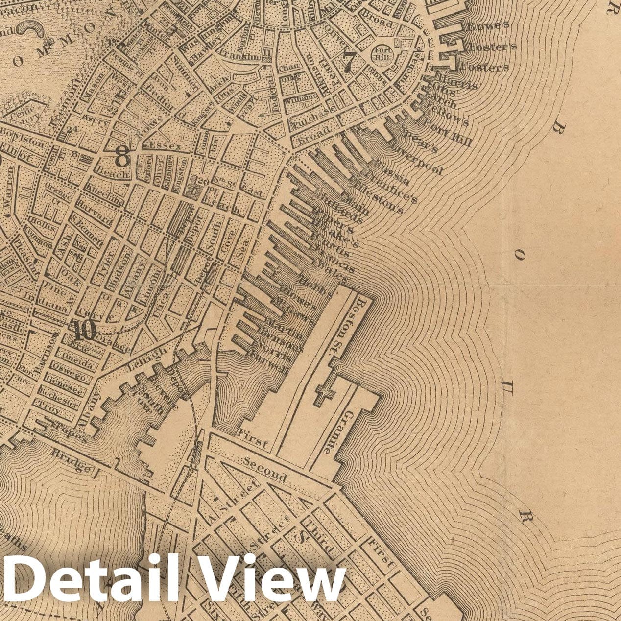 Historic Map : Boston Directory & Almanac, Boston 1853 , Vintage Wall Art