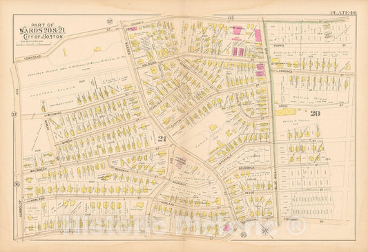 Historic Map : Atlas City of Boston Proper 1895 Plate 040 , Vintage Wall Art