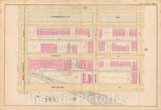 Historic Map : Atlas City of Boston, City Proper, Vol. 2, Boston 1888 Plate 040 , Vintage Wall Art