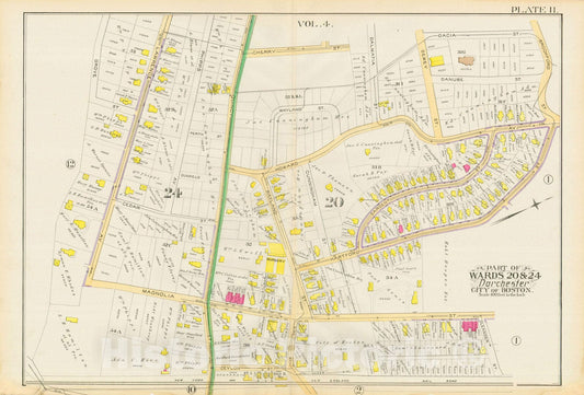 Historic Map : Atlas City of Boston, Vol. 5, Dorchester, Dorchester 1889 Plate 011 , Vintage Wall Art