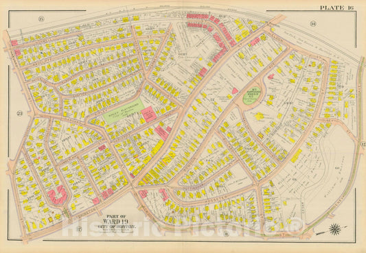 Historic Map : Atlas City of Boston, Dorchester, Dorchester 1918 Plate 016 , Vintage Wall Art