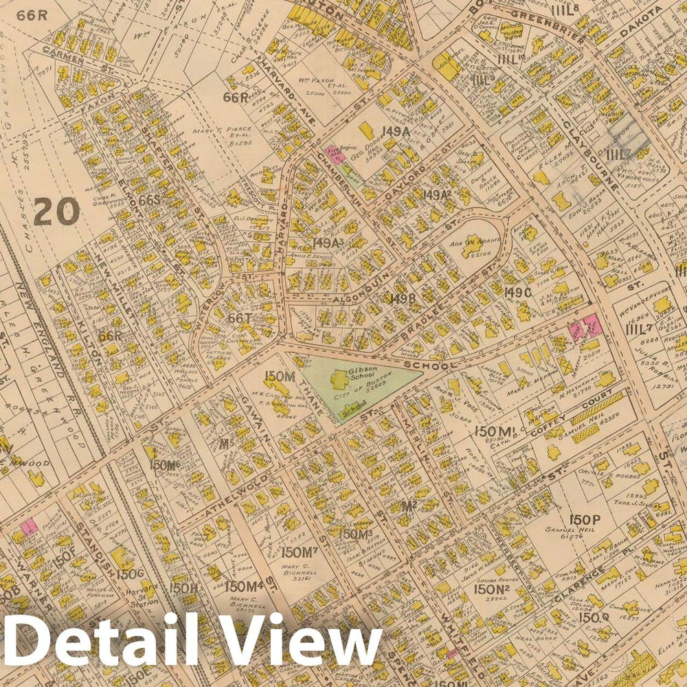 Historic Map : Atlas of Dorchester, West Roxbury and Brighton, Dorchester 1899 Plate 005 , Vintage Wall Art