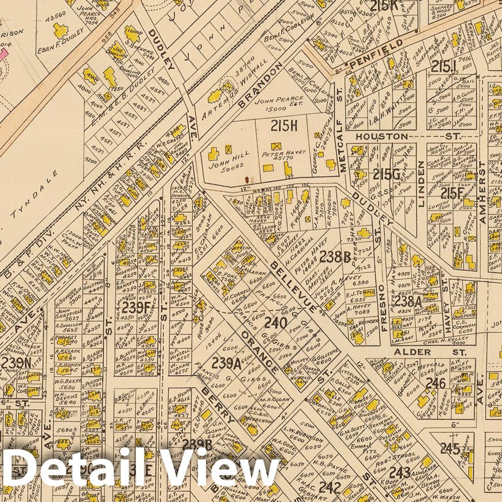 Historic Map : Atlas of Dorchester, West Roxbury and Brighton, Roslindale 1899 Plate 023 , Vintage Wall Art