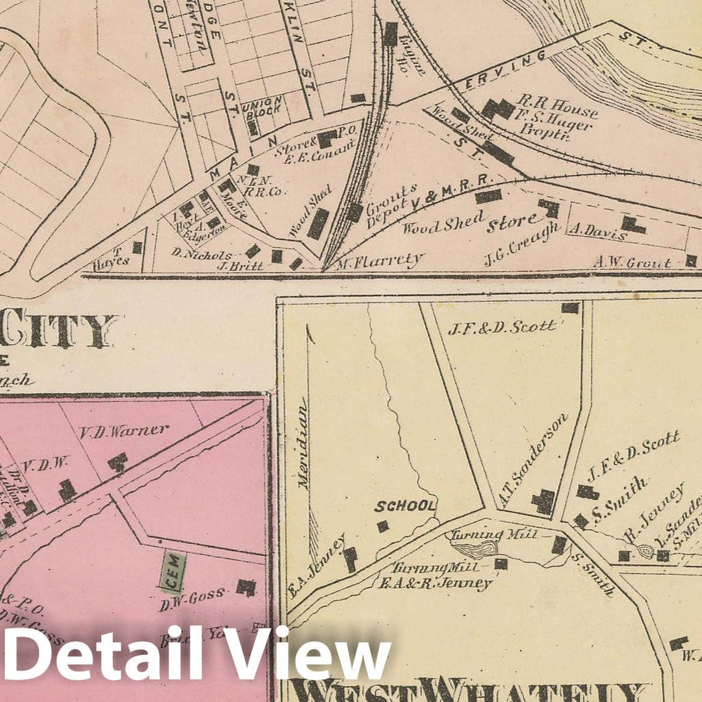 Historic Map : Atlas of Franklin Co. Massachusetts, Erving 1871 , Vintage Wall Art