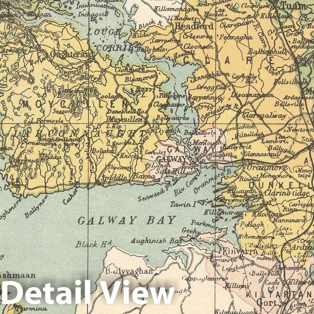 Historic Map : Irish County Maps, Galway 1900 , Vintage Wall Art