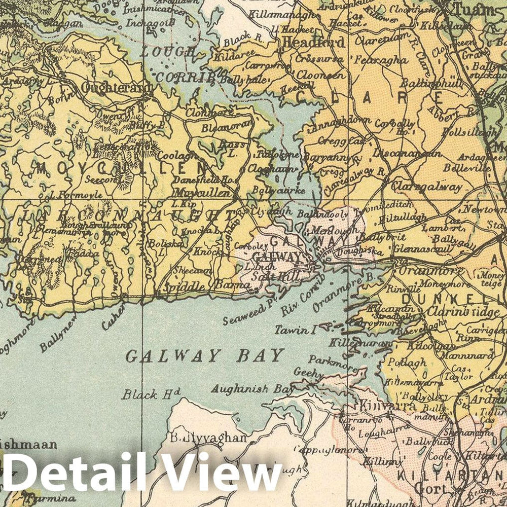Historic Map : Irish County Maps, Galway 1900 , Vintage Wall Art
