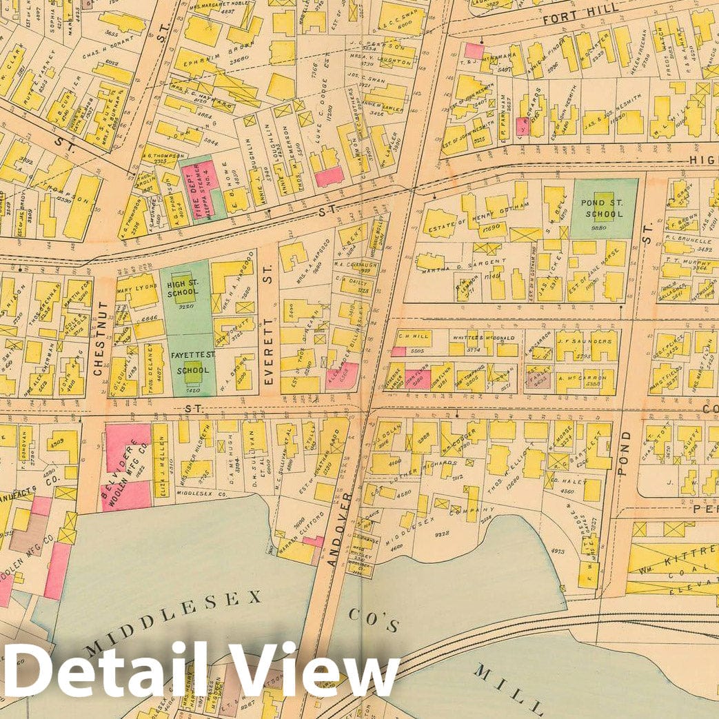 Historic Map : Atlas City of Lowell, 1896 Plate 008 , Vintage Wall Art