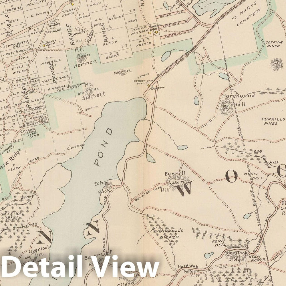 Historic Map : Atlas of Lynn, Swampscott and Saugus, Lynn 1905 Plate 018 , Vintage Wall Art