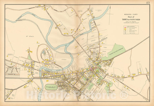 Historic Map : Atlas of Middlesex County, MA Vol. 2, Concord 1906 Plate 043 , Vintage Wall Art