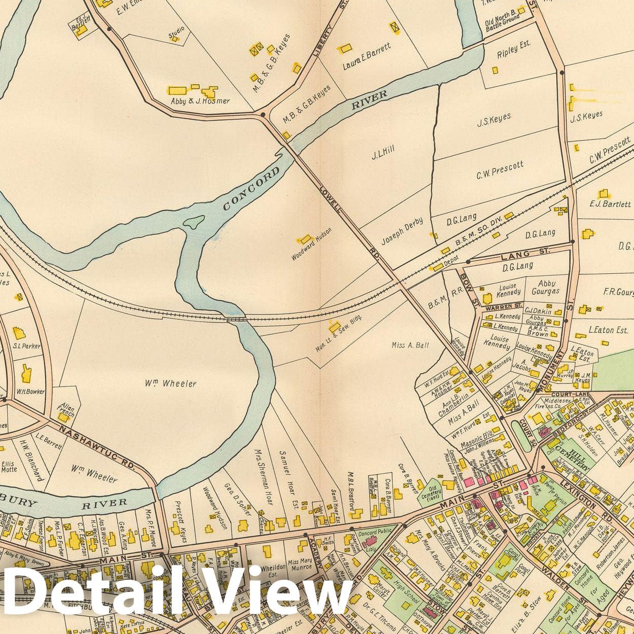Historic Map : Atlas of Middlesex County, MA Vol. 2, Concord 1906 Plate 043 , Vintage Wall Art
