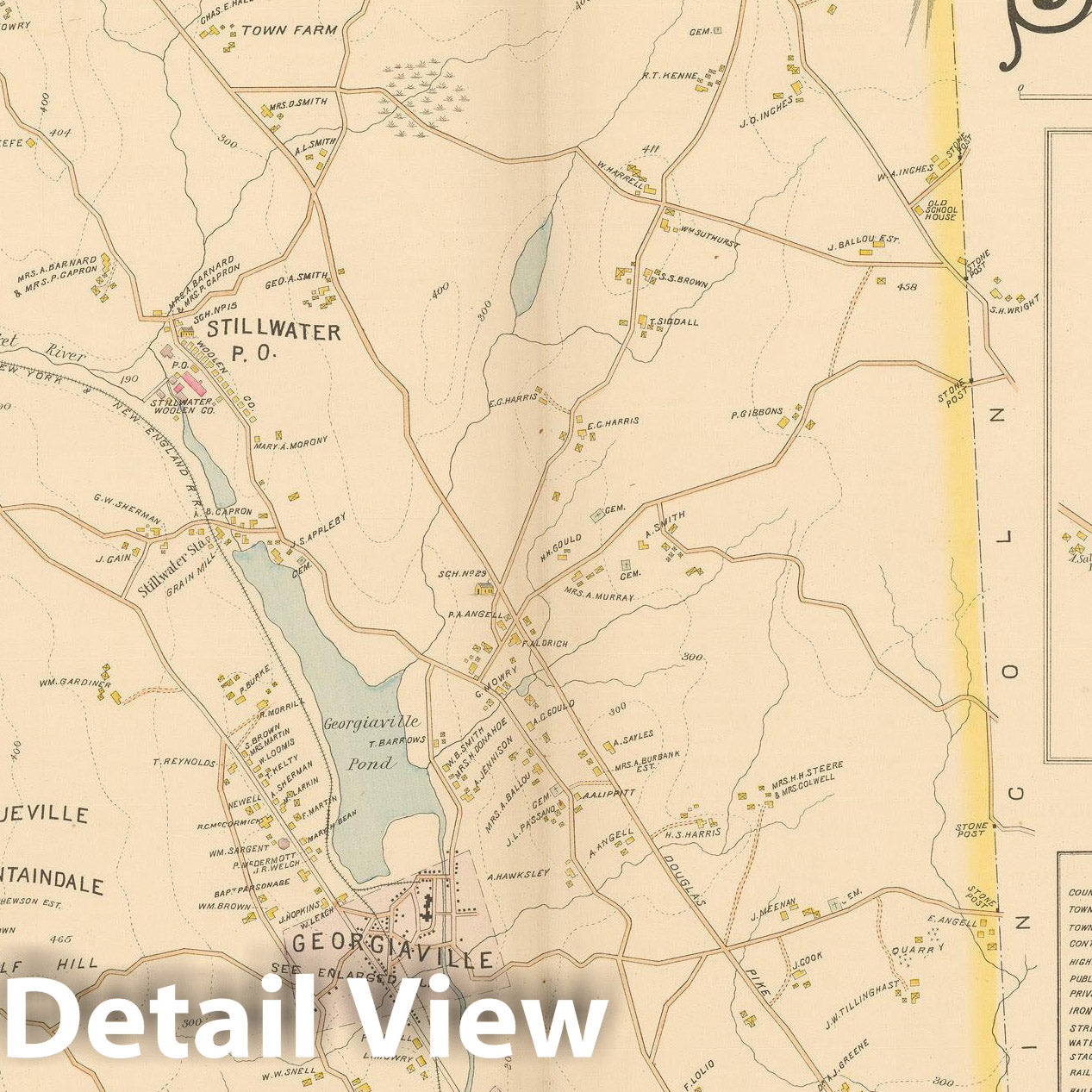 Historic Map : Atlas of Providence County, Smithfield 1895 , Vintage Wall Art