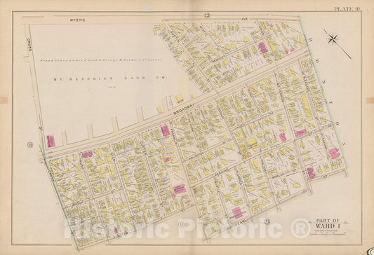 Historic Map : Atlas City of Somerville, Somerville 1895 Plate 010 , Vintage Wall Art