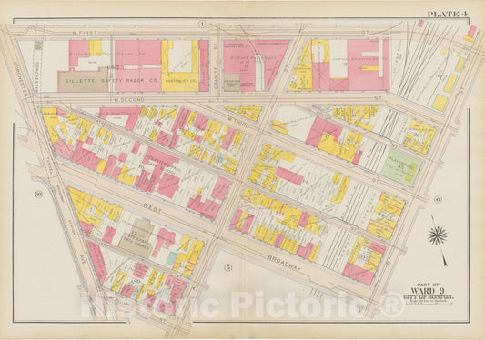 Historic Map : Atlas City of Boston: South Boston 1919 Plate 004 , Vintage Wall Art