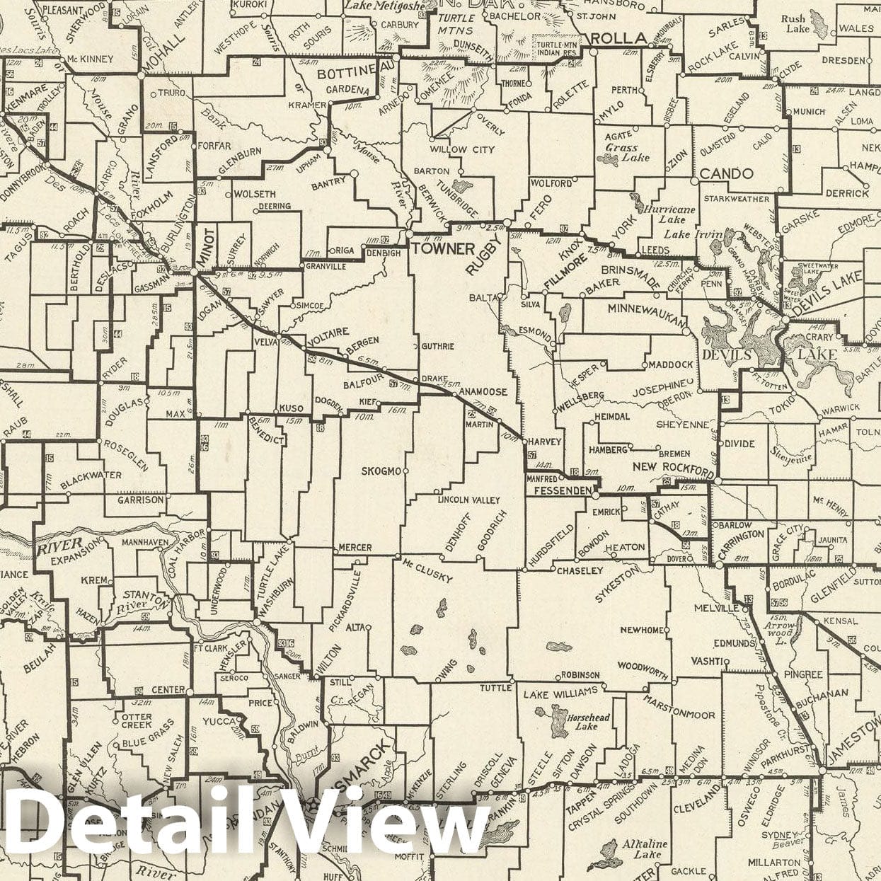 Historic Map : North Dakota 1925 , Vintage Wall Art
