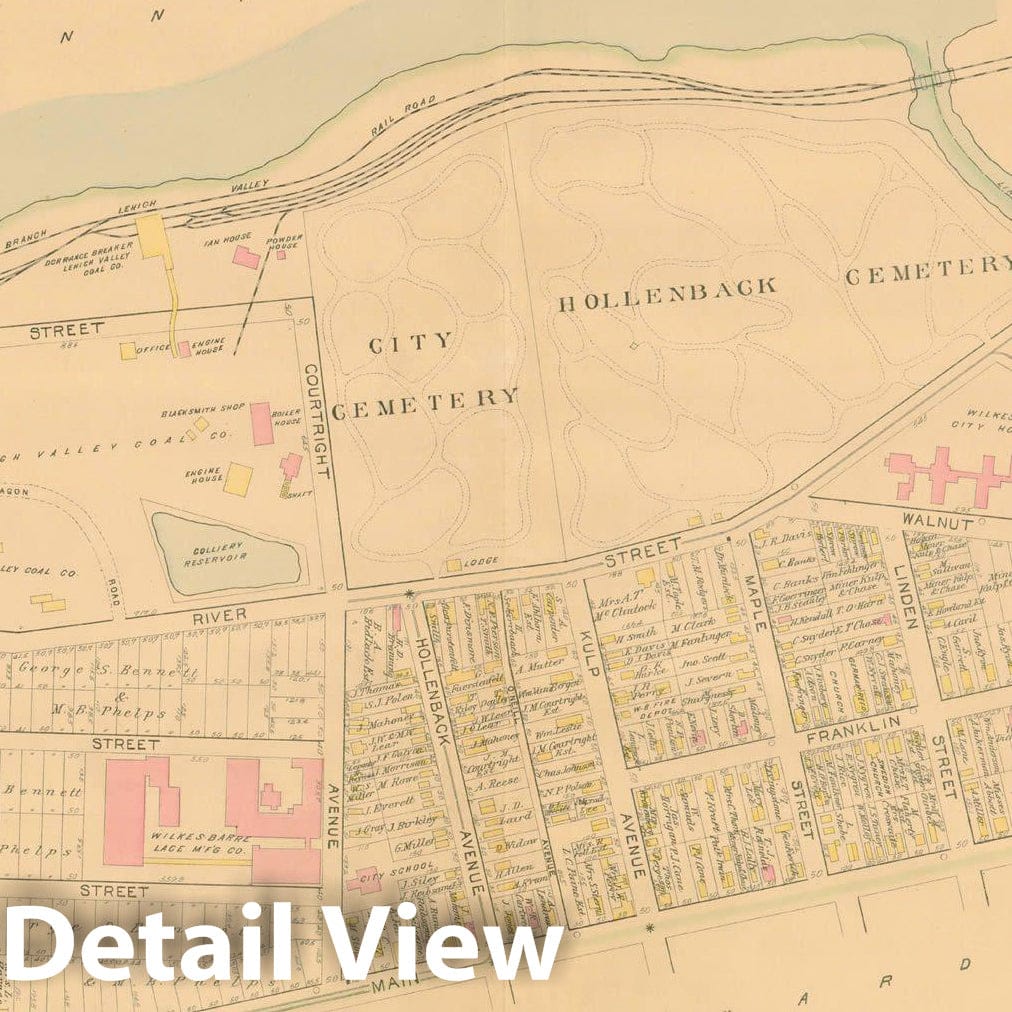 Historic Map : Atlas of Wilkes Barre, Wilkes Barre 1894 , Vintage Wall Art