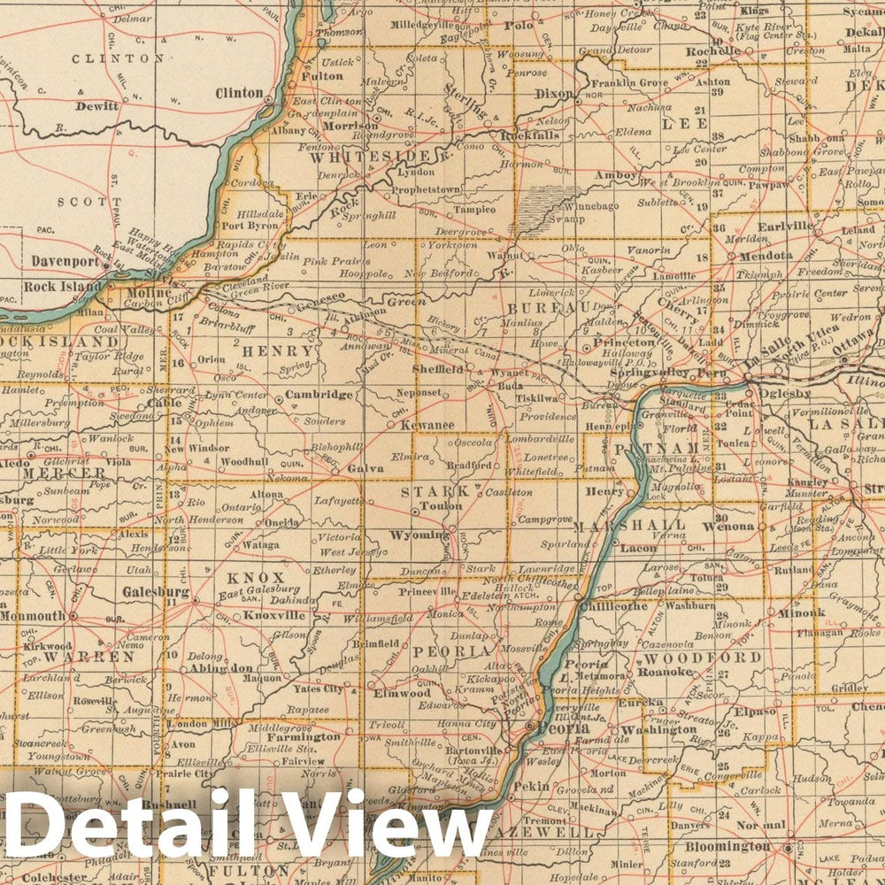 Historic Map : Illinois 1914 , Century Atlas of the World, v2, Vintage Wall Art