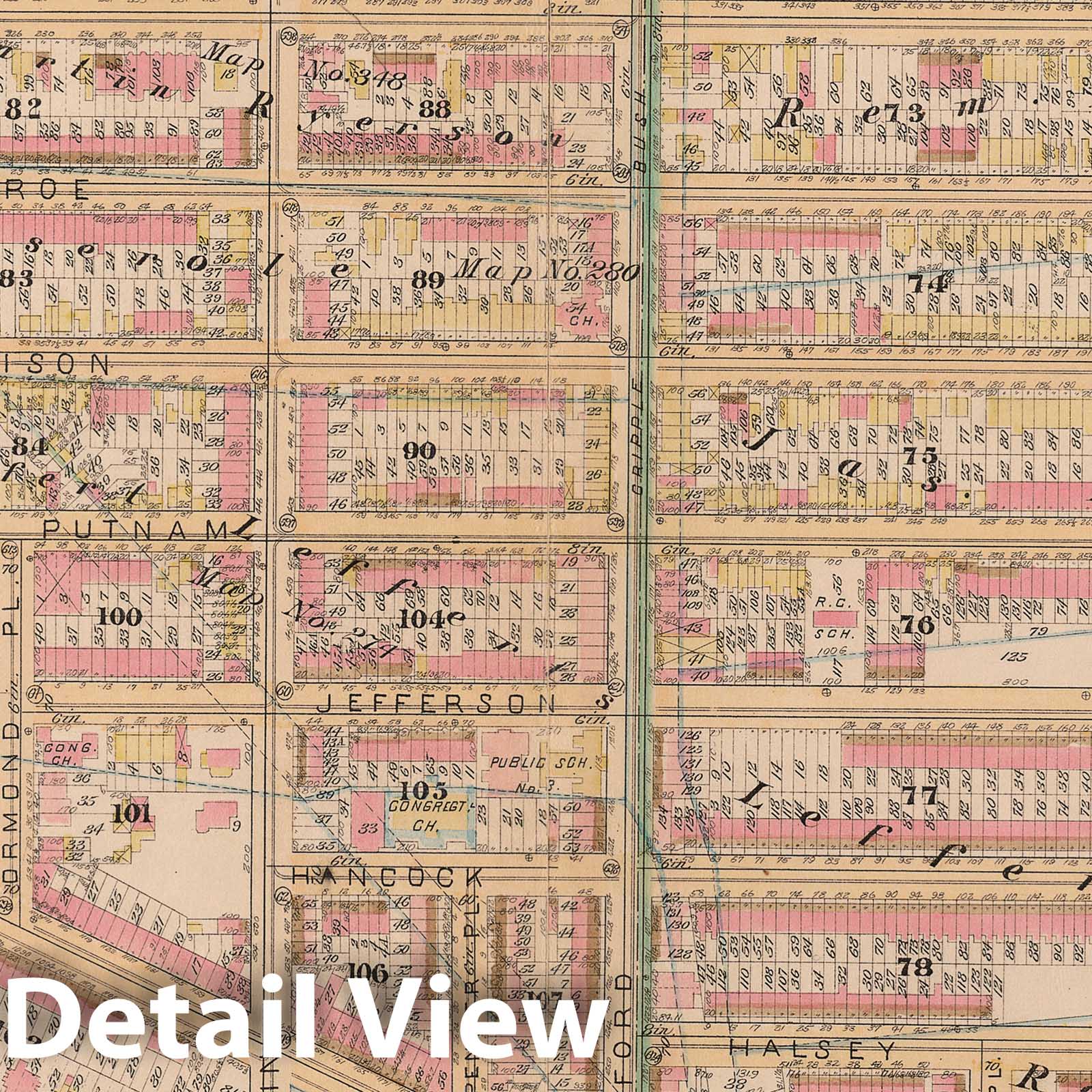 Historic Map : Robinson's Atlas City of Brooklyn, NY, Brooklyn 1886 Plate 007 , Vintage Wall Art
