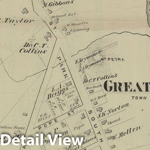 Historic Map : County Atlas of Berkshire County, Great Barrington 1876 , Vintage Wall Art