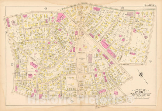 Historic Map : Atlas City of Boston Proper 1895 Plate 038 , Vintage Wall Art