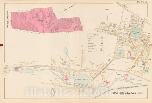 Historic Map : Atlas of Berkshire County Massachusetts, Dalton 1904 Plate 012 , Vintage Wall Art