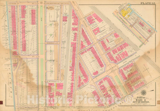 Historic Map : Atlas City of Boston, Boston 1912 Plate 035 , Vintage Wall Art