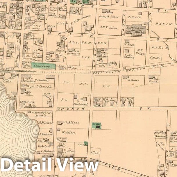 Historic Map : Atlas of Bristol County, Massachusetts, Fairhaven 1871 , Vintage Wall Art