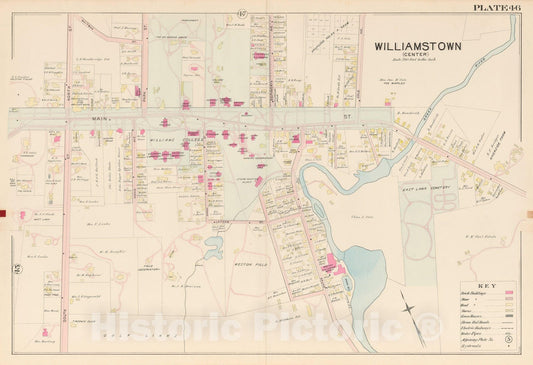 Historic Map : Atlas of Berkshire County Massachusetts, Williamstown 1904 Plate 046 , Vintage Wall Art