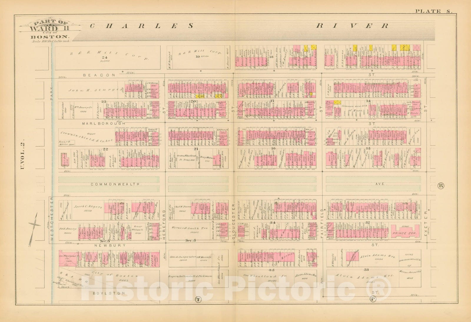 Historic Map : Atlas City of Boston, Boston Proper, Volume I, Boston 1883 Plate S , Vintage Wall Art