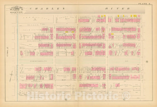Historic Map : Atlas City of Boston, Boston Proper, Volume I, Boston 1883 Plate S , Vintage Wall Art