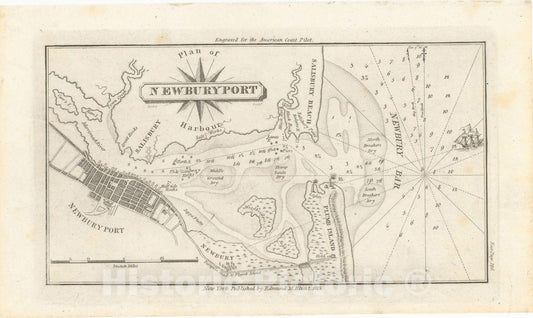 Historic Map : American Coast Pilot, Newburyport 1815 , Vintage Wall Art