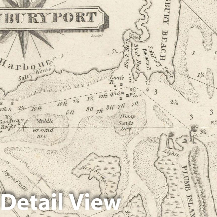 Historic Map : American Coast Pilot, Newburyport 1815 , Vintage Wall Art
