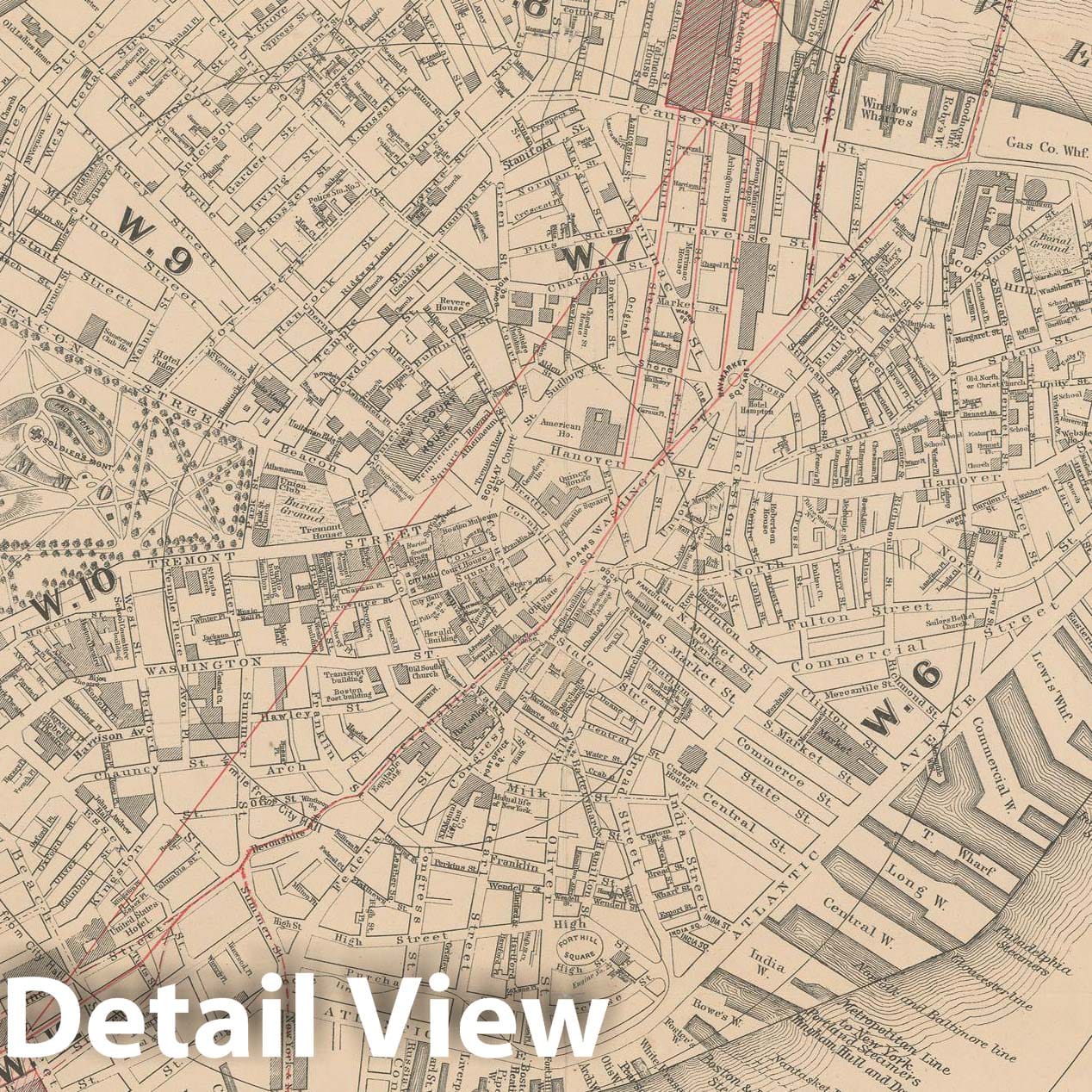 Historic Map : Boston 1891 , Vintage Wall Art