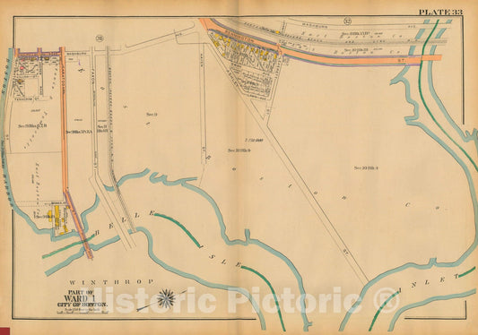 Historic Map : Atlas City of Boston: Charlestown and East Boston, East Boston 1922 Plate 033 , Vintage Wall Art