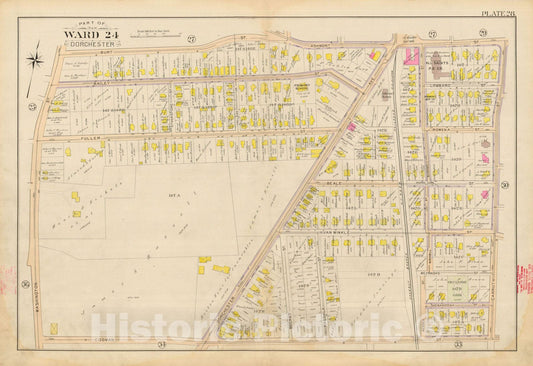 Historic Map : Atlas City of Boston, Vol. 5, Dorchester, Dorchester 1898 Plate 028 , Vintage Wall Art
