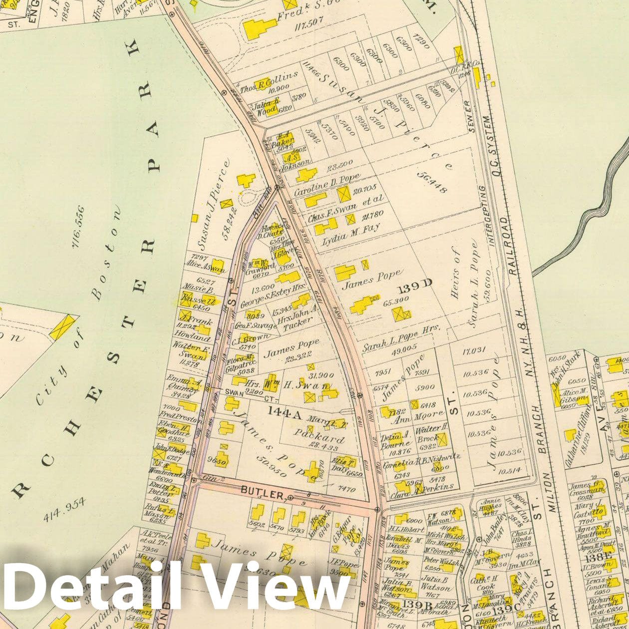 Historic Map : Atlas City of Boston, Vol. 5, Dorchester, 4th Ed., Dorchester 1904 Plate 034 , Vintage Wall Art