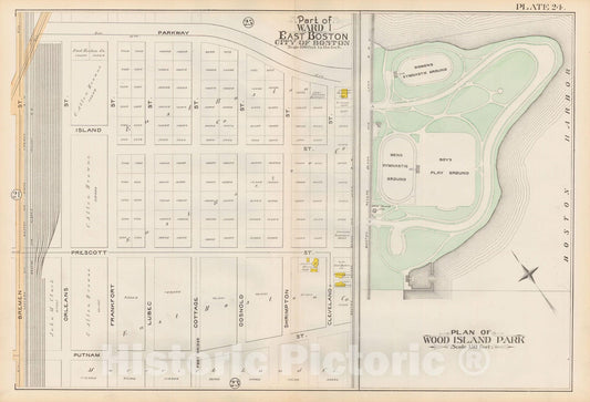 Historic Map : Atlas City of Boston, Vol. 9, East Boston 1892 Plate 024 , Vintage Wall Art
