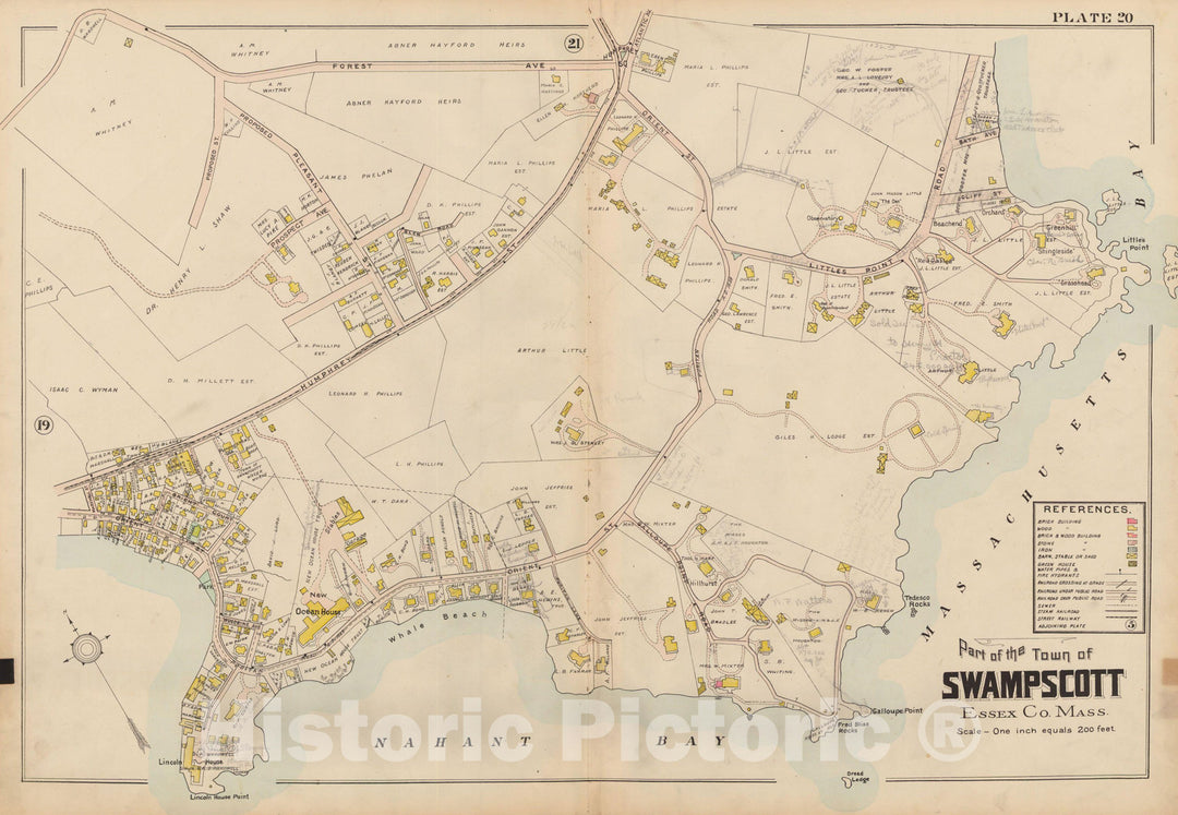 Historic Map : Atlas of Lynn, Swampscott and Saugus, Swampscott 1905 Plate 020 , Vintage Wall Art