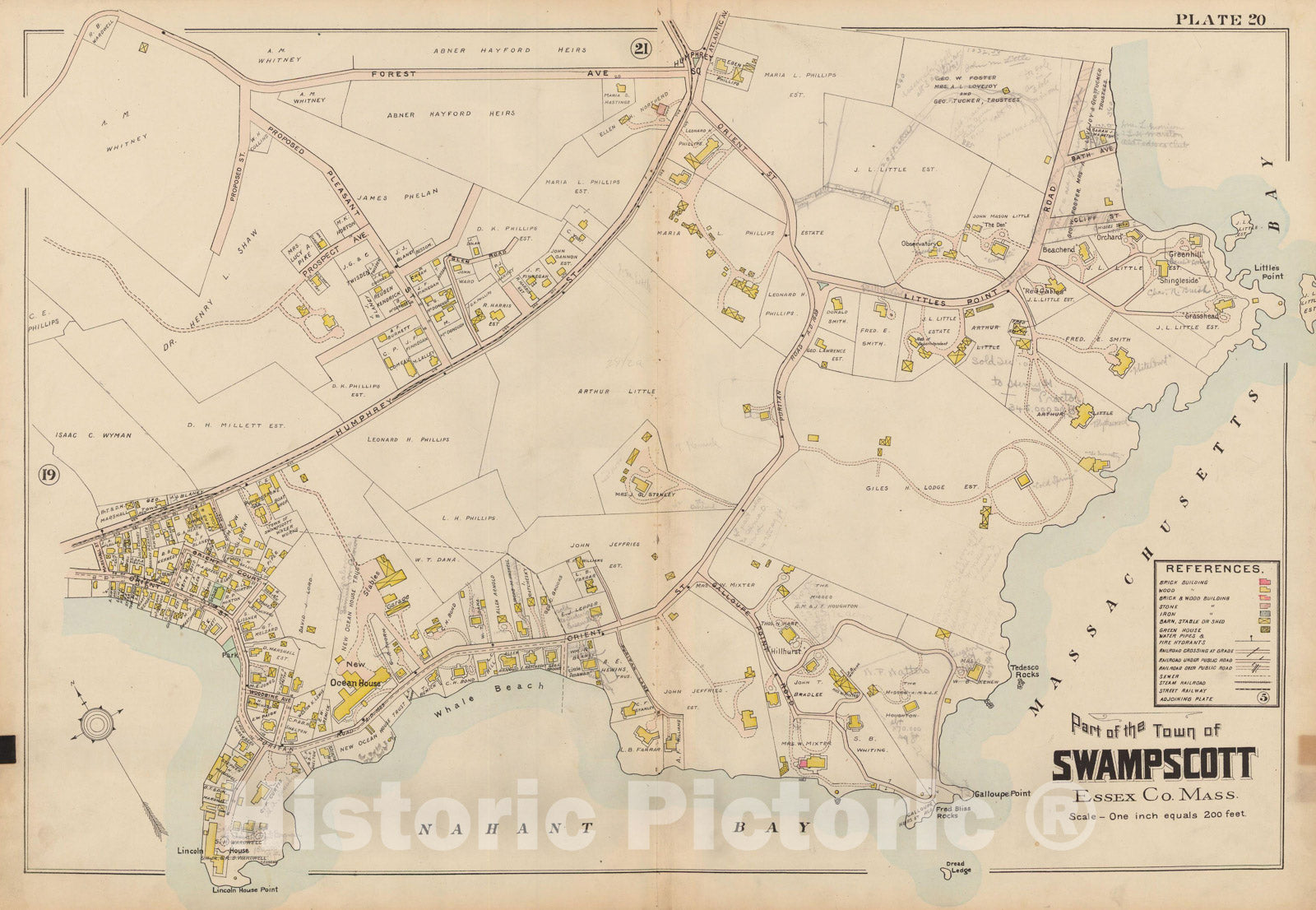 Historic Map : Atlas of Lynn, Swampscott and Saugus, Swampscott 1905 Plate 020 , Vintage Wall Art