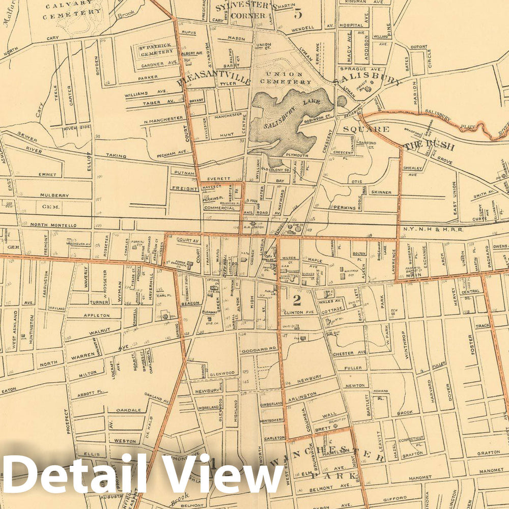 Historic Map : Atlas of Massachusetts, Brockton 1904 , Vintage Wall Art
