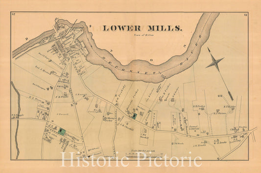 Historic Map : Atlas of Norfolk County, Milton 1876 , Vintage Wall Art