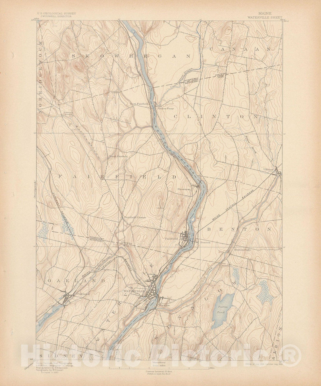 Historic Map : Atlas of Maine 1905, Fairfield & Oakland & Waterville & Winslow 1905 Topographic Map , Vintage Wall Art