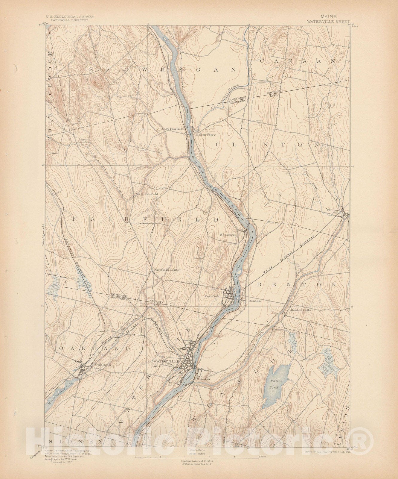 Historic Map : Atlas of Maine 1905, Fairfield & Oakland & Waterville & Winslow 1905 Topographic Map , Vintage Wall Art