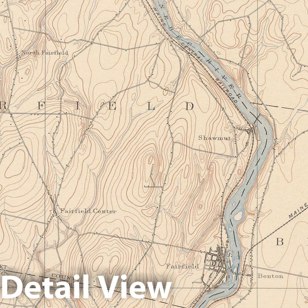 Historic Map : Atlas of Maine 1905, Fairfield & Oakland & Waterville & Winslow 1905 Topographic Map , Vintage Wall Art