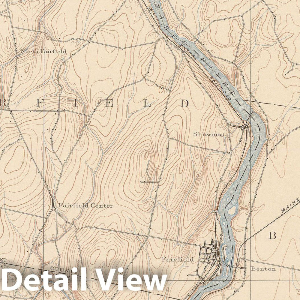 Historic Map : Atlas of Maine 1905, Fairfield & Oakland & Waterville & Winslow 1905 Topographic Map , Vintage Wall Art